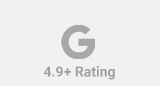 Google logo with a 4.9+ rating