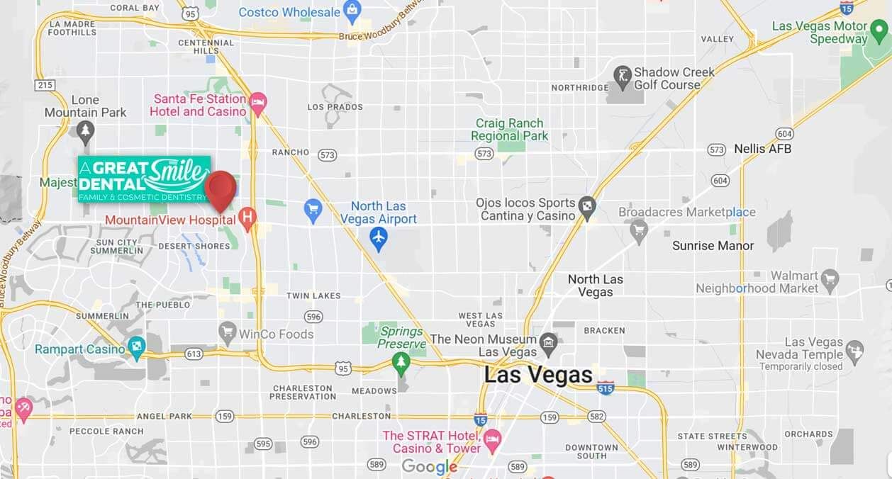 Map to A Great Smile Dental, 3412 N Buffalo Dr, Las Vegas, NV 89129